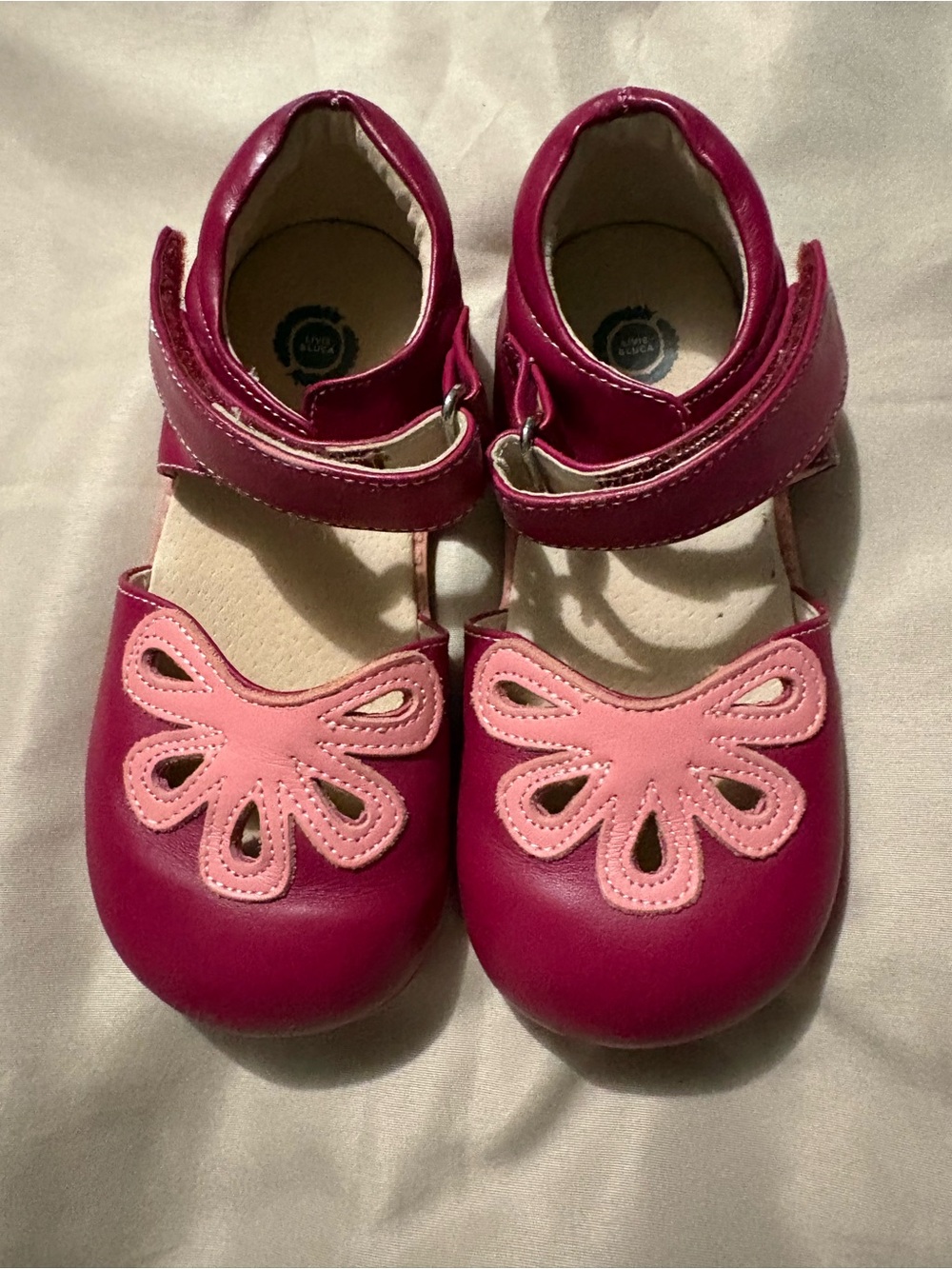 Livie & Luca Girls' Fuchsia and Light Pink Mary Janes